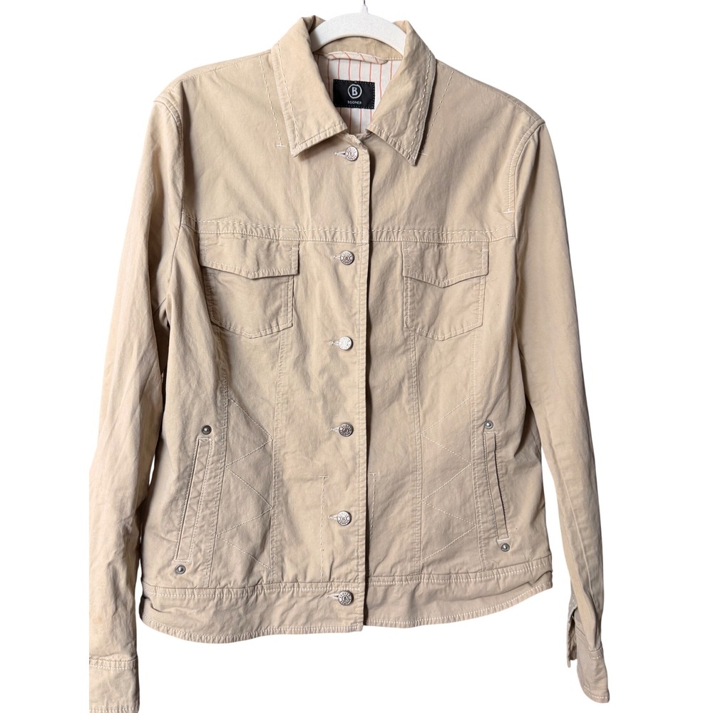 Bogner Tan Utility Trucker Jacket Contrast Stitch Size L